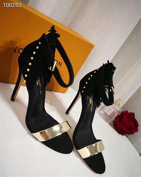 black and gold louis vuitton shoes|louis vuitton black strappy heels.